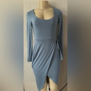 See You Monday Light Blue Long Sleeve Dress long sleeve classy elegant - Party